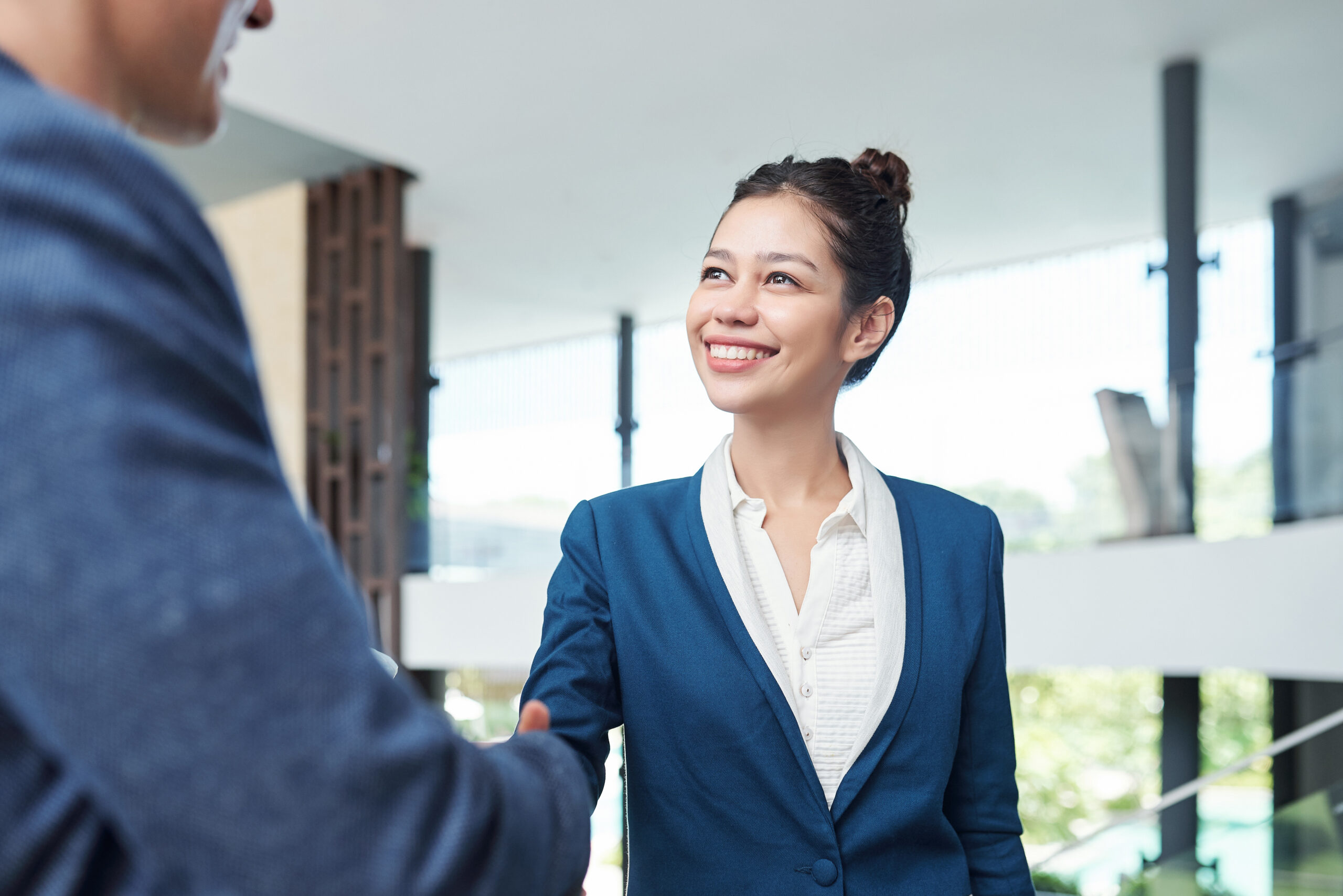 A sales rep connecting with a customer